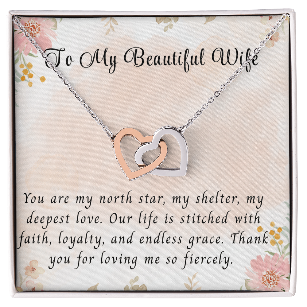To My Beautiful Wife - Interlocking Hearts Necklace