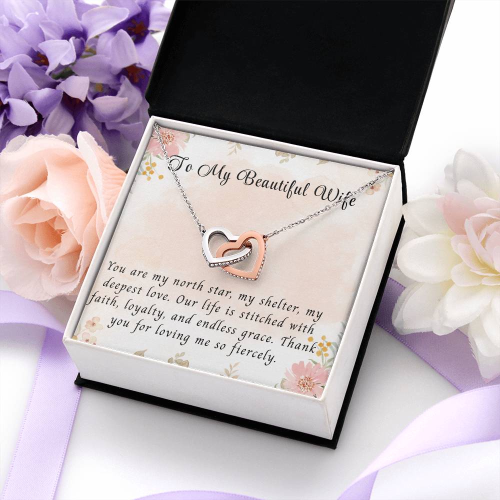 To My Beautiful Wife - Interlocking Hearts Necklace