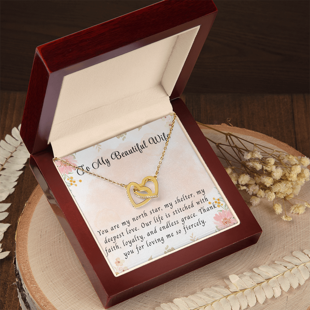 To My Beautiful Wife - Interlocking Hearts Necklace