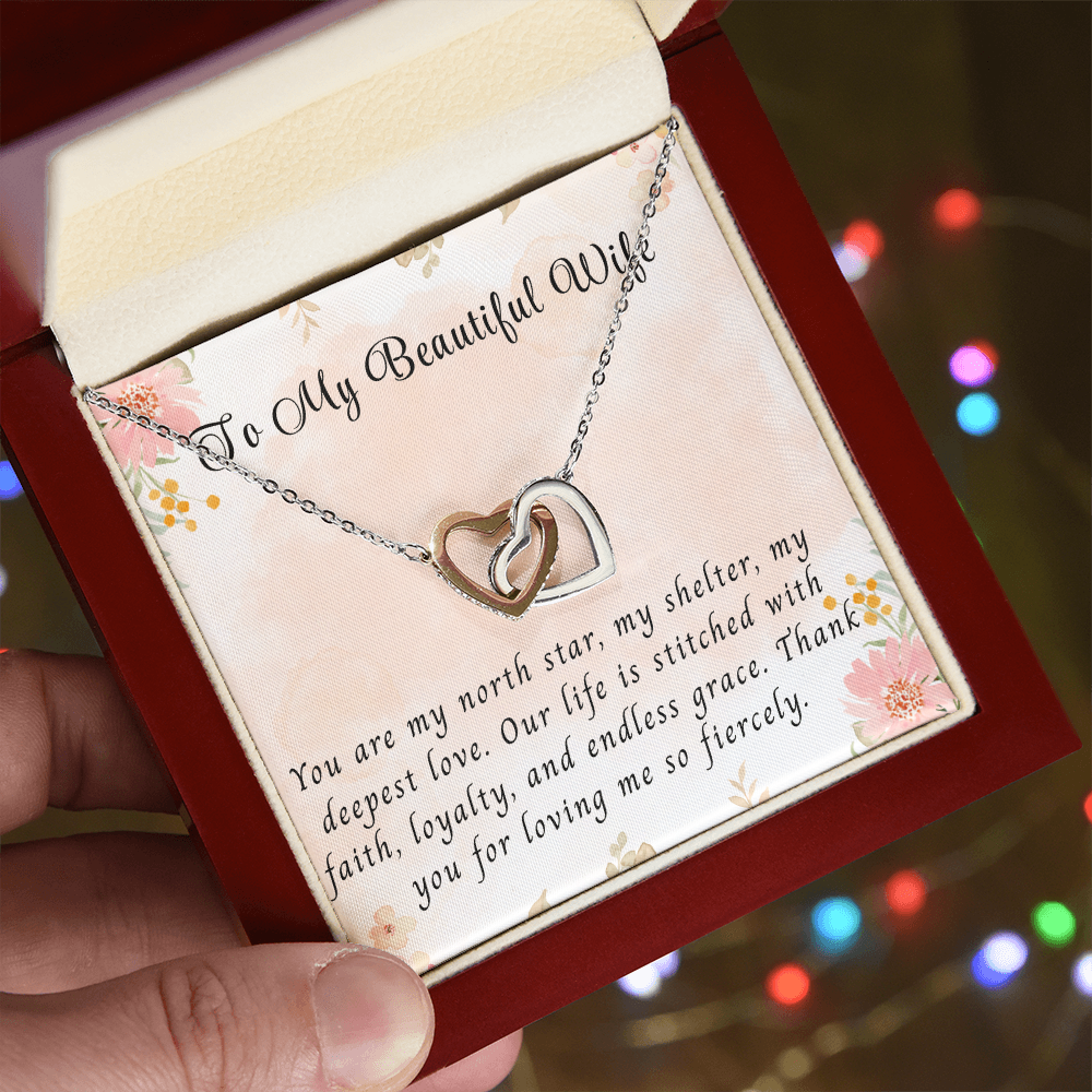 To My Beautiful Wife - Interlocking Hearts Necklace